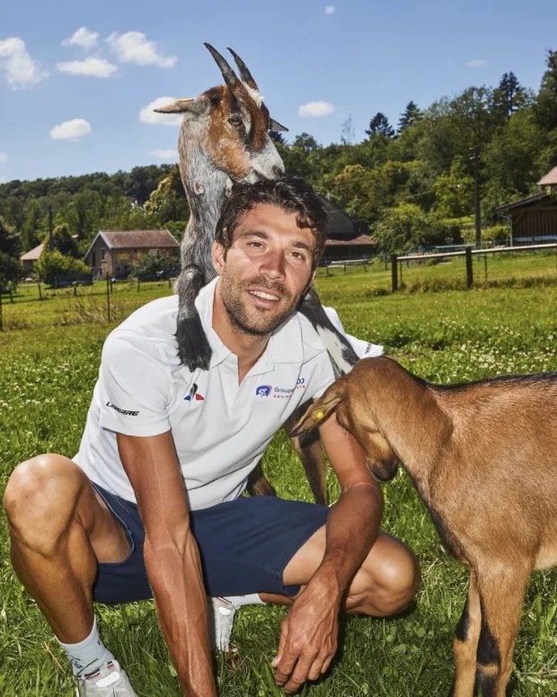 Thibaut Pinot with his goats