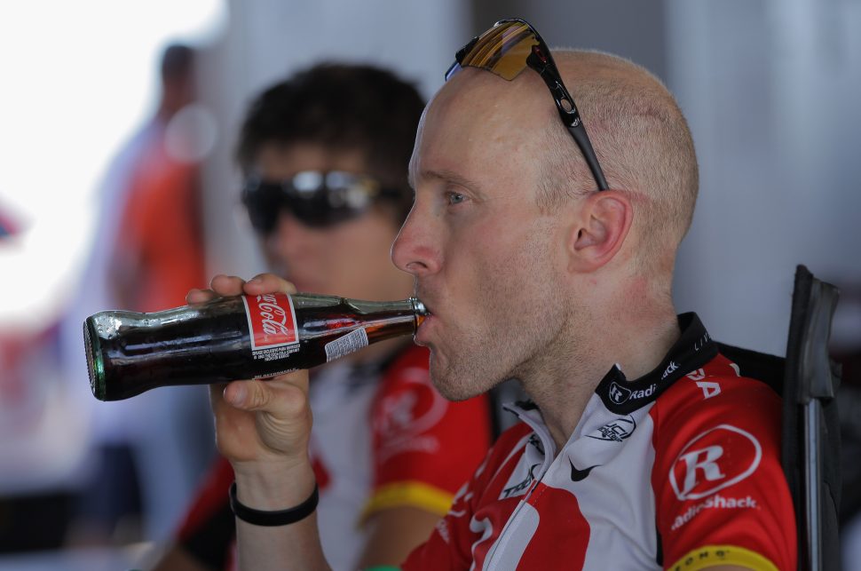 Levi Leipheimer drinking Coca Cola