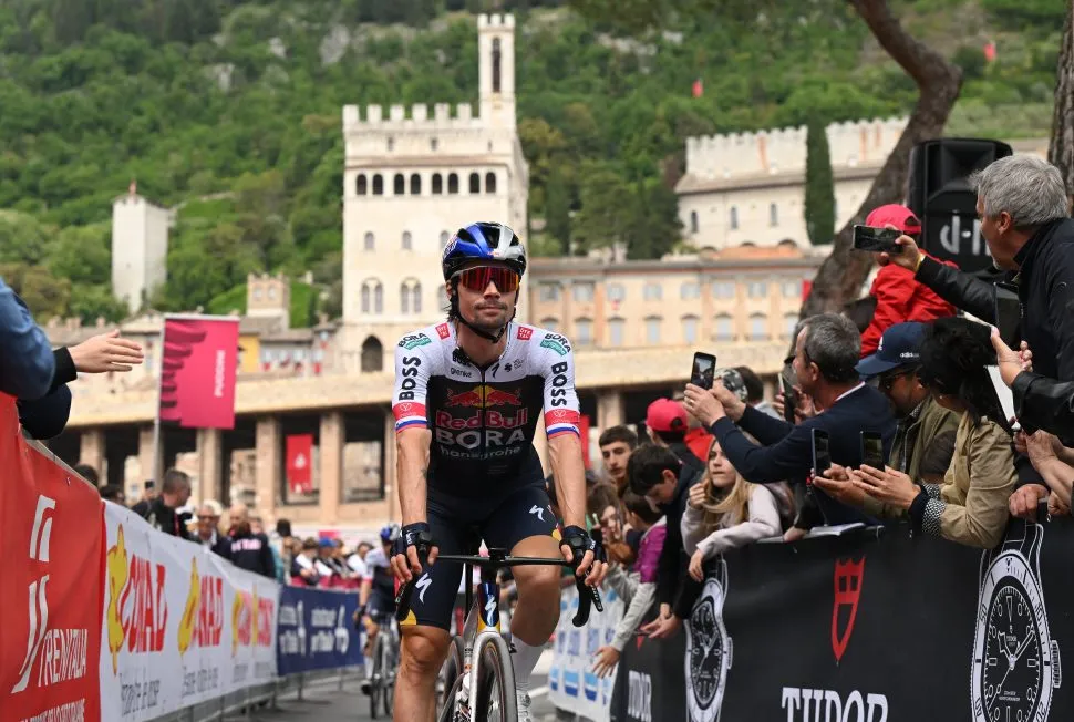 GUBBIO, ITALY - MAY 18: Primoz Roglic of Slovenia and Team Red Bull - BORA - hansgrohe prior to the 108th Giro d'Italia 2025, Stage 9 a 181km stage from Gubbio to Siena / #UCIWT / on May 18, 2025 in Gubbio, Italy. (Photo by Dario Belingheri/Getty Images)