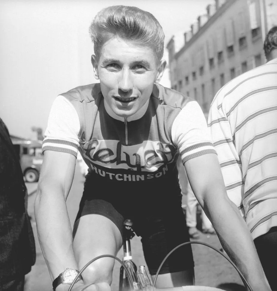 French racing cyclist Jacques Anquetil (1934-1987), late 1950s.