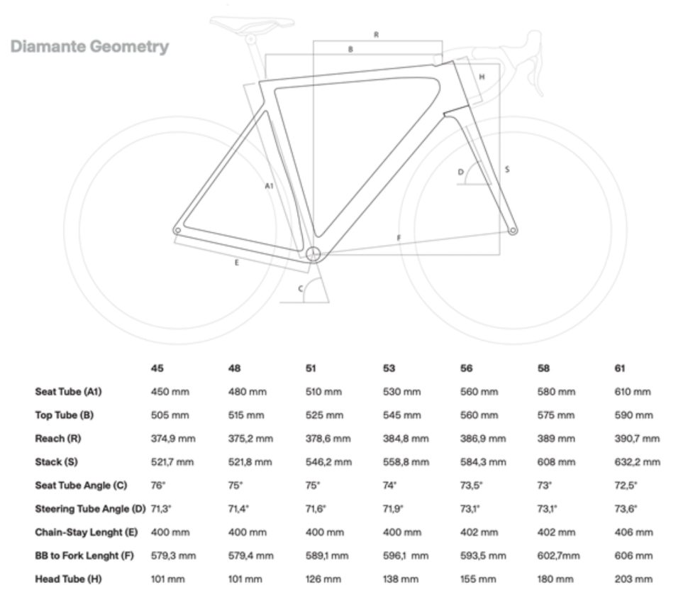 Basso Daimante Geometry chart
