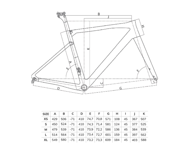 Di Luca Killer SLR2 bike geometry chart