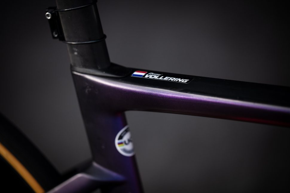 bike top tube with rider name sticker