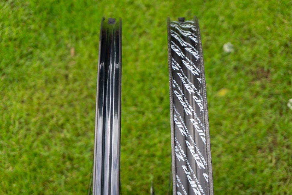 Width comparison of two bike wheels