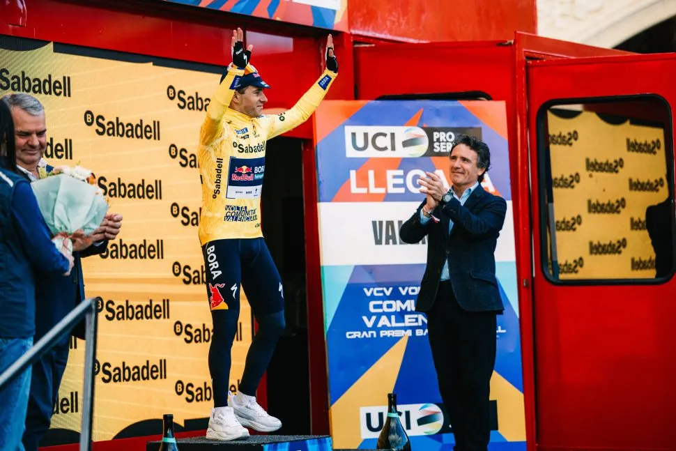 Remco Evenepoel of Red Bull – BORA – hansgrohe during Stage 5 (Bétera – Valencia) of 77th Volta Comunitat Valenciana in Valencia, Spain on Feb 08, 2026. // Maximilian Fries / Red Bull Content Pool // SI202602104096 // Usage for editorial use only //